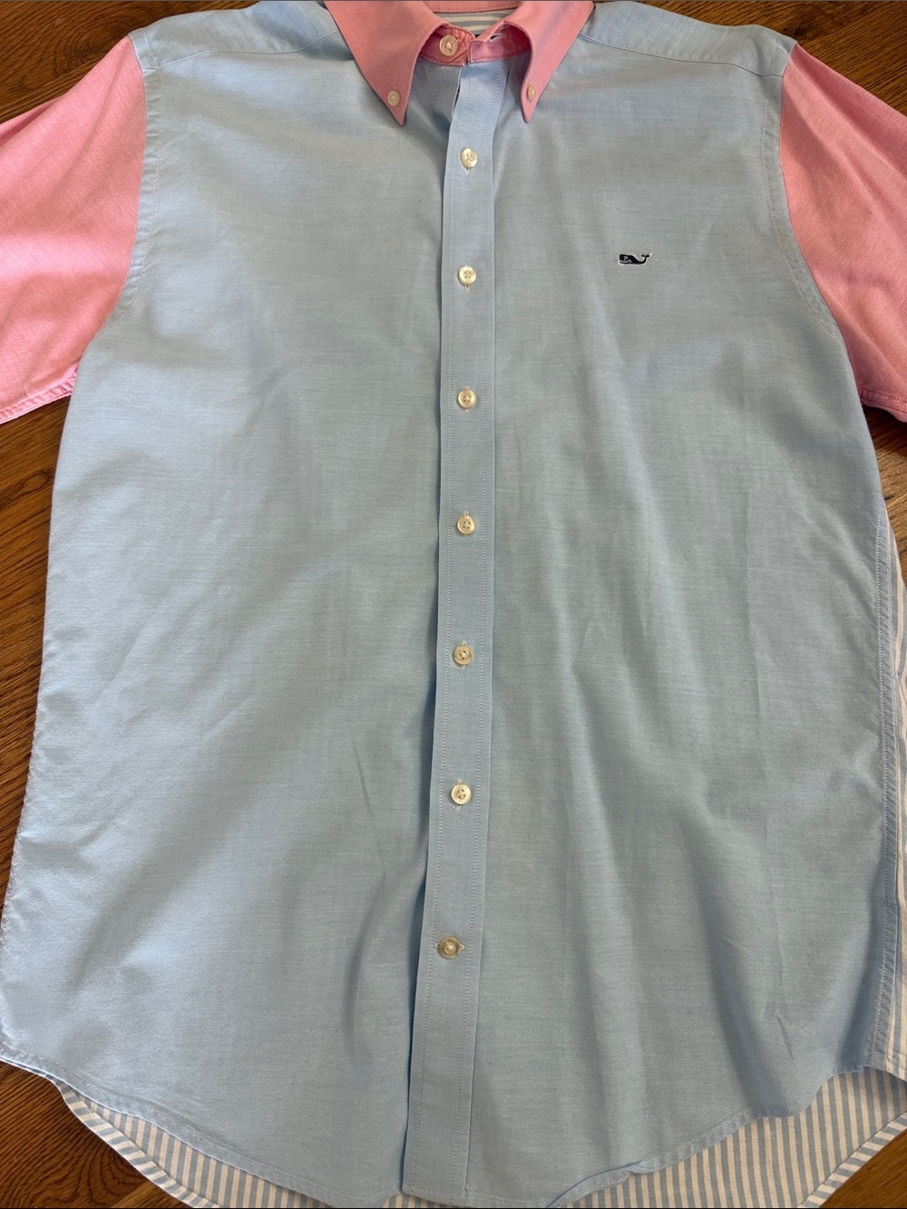 Vineyard Vines Slim Fit Whale Shirt Blue Pink Colorblock Button Down M - Picture 5 of 9